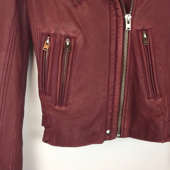 IRO Han Burgundy Lamb Leather Moto Jacket \\ XS - Picture 3 of 8